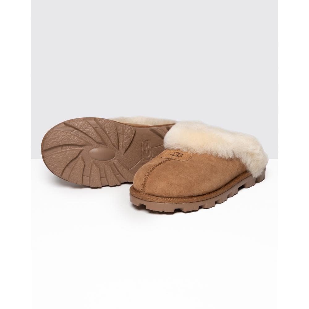 UGG Coquette Womens Sheepskin Mule Slippers - Chestnut
