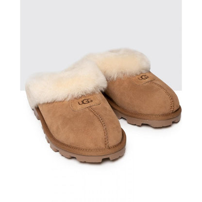 UGG Coquette Womens Sheepskin Mule Slippers - Chestnut