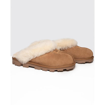 UGG Coquette Womens Sheepskin Mule Slippers - Chestnut