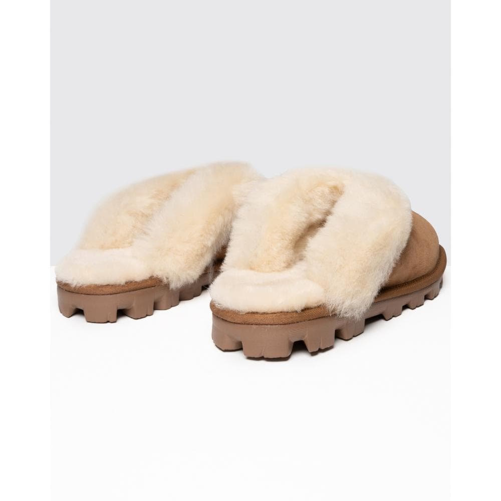 UGG Coquette Womens Sheepskin Mule Slippers - Chestnut