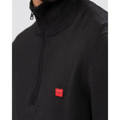 HUGO San Quintus-C Mens 1/4 Zip Pullover - Black 001