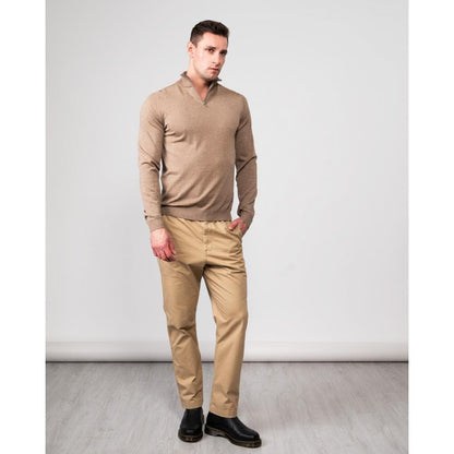 Oliver Sweeney Curragh Mens 1/4 Zip Funnel Neck Merino Wool Jumper - Oat
