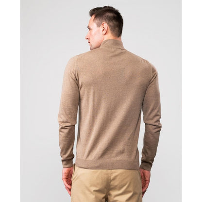 Oliver Sweeney Curragh Mens 1/4 Zip Funnel Neck Merino Wool Jumper - Oat