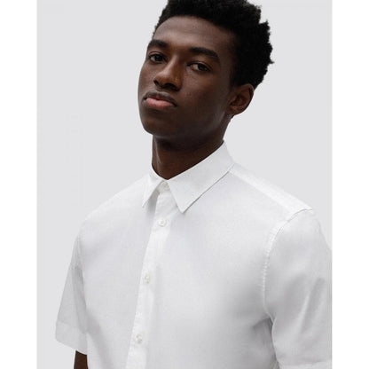 HUGO Ebor Relaxed Fit Mens Stretch Cotton Shirt - Open White 199
