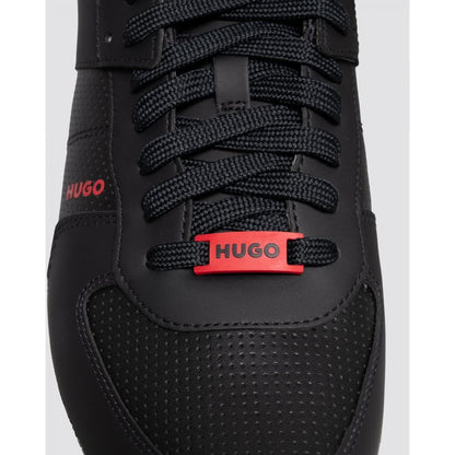 HUGO Kilian_Tenn Mens Mixed-material trainers with bonded leather and perforations - Black 001
