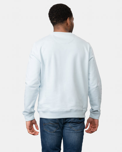 Belstaff Mens Crew Neck Sweatshirt With Logo Patch - Sky Blue