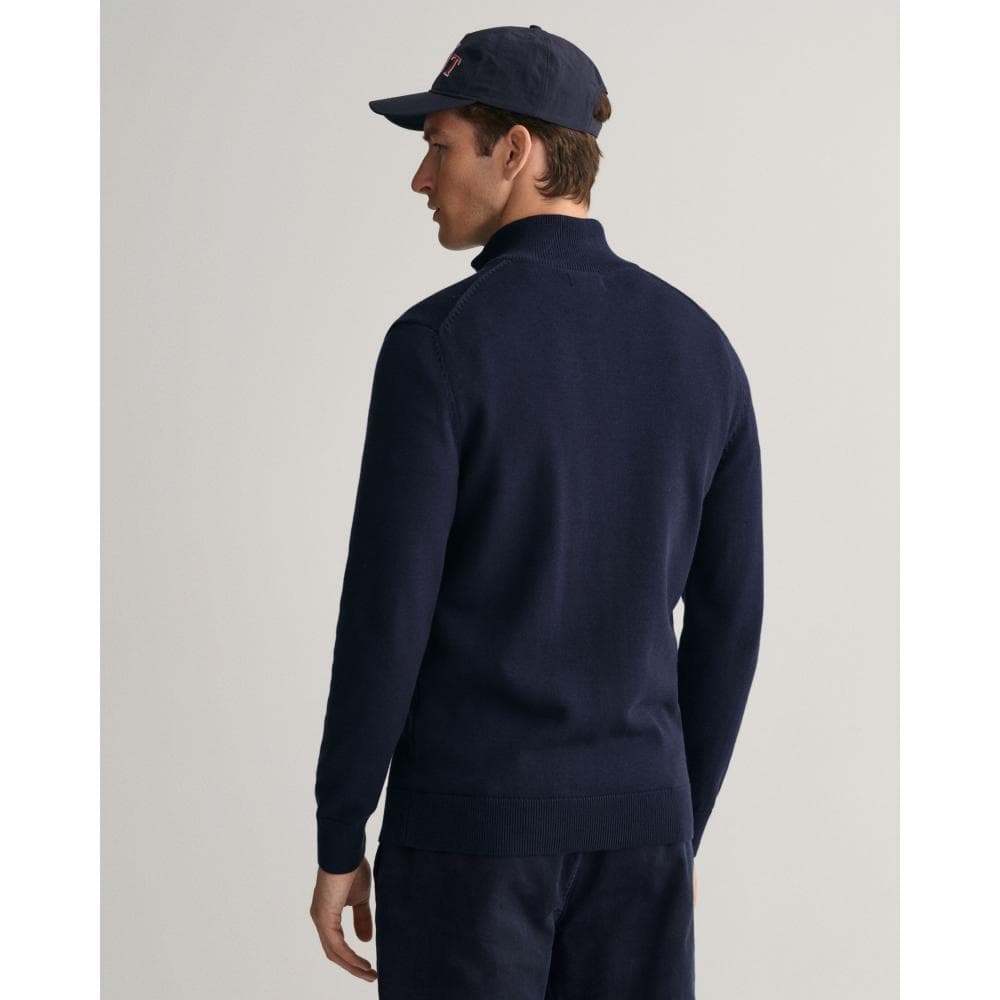 GANT Mens Casual Cotton Zip Cardigan - 433 Evening Blue