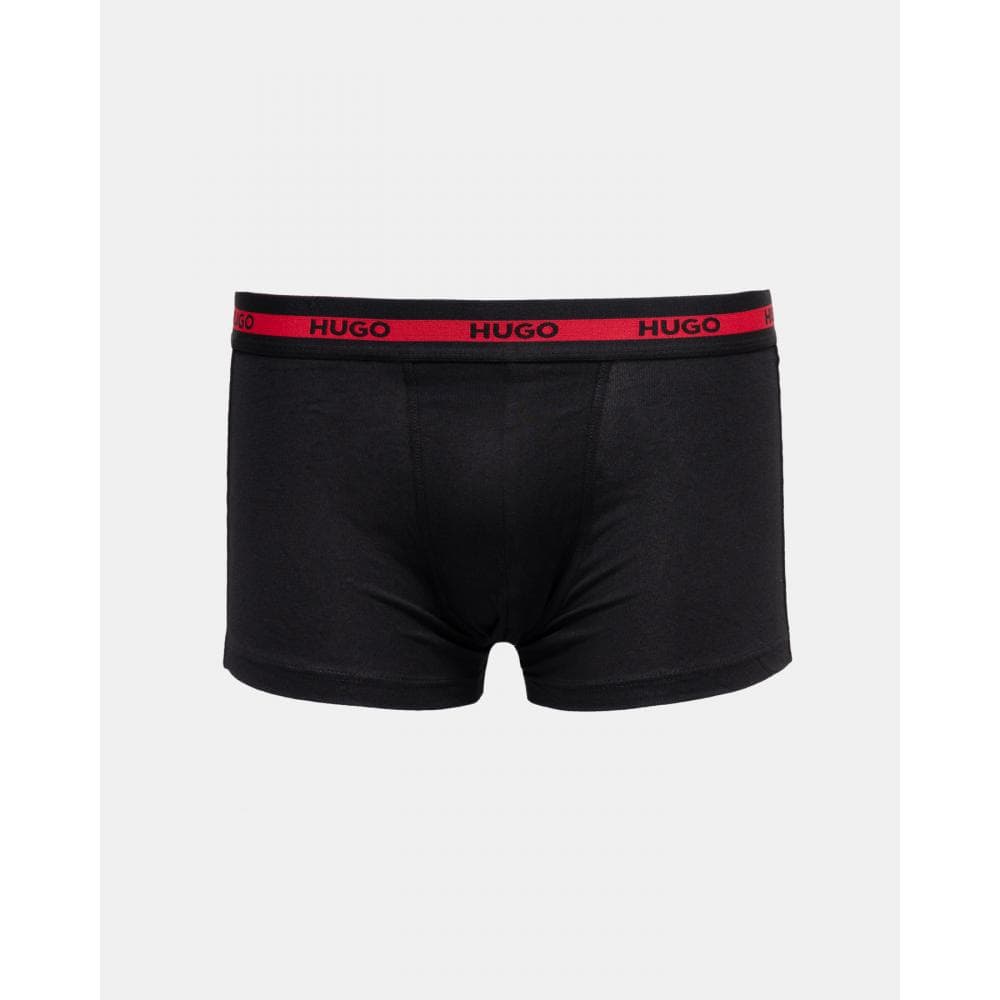 HUGO Planet 3-Pack Stretch-Cotton Logo Waistband Trunks - Black 002