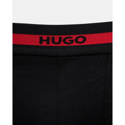 HUGO Planet 3-Pack Stretch-Cotton Logo Waistband Trunks - Black 002