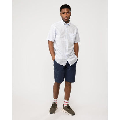 GANT Mens Regular Fit Short Sleeve Poplin Gingham Shirt - 455 Light Blue