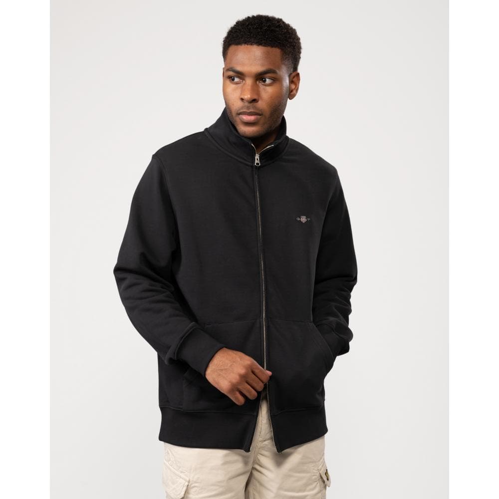 GANT Mens Regular Fit Shield Logo Full Zip Sweatshirt - 5 Black