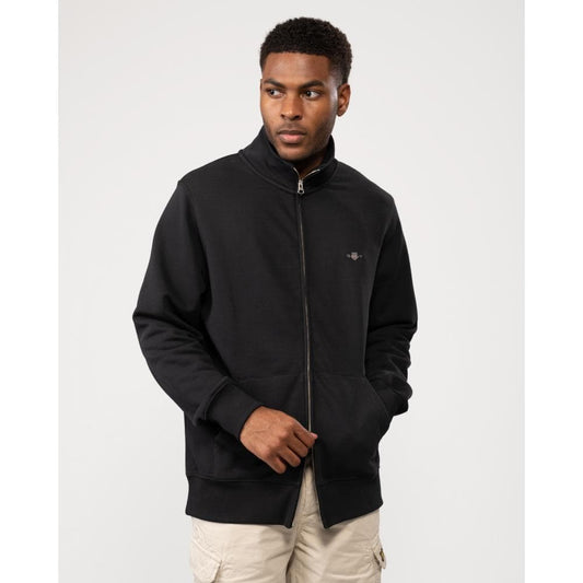 GANT Mens Regular Fit Shield Logo Full Zip Sweatshirt - 5 Black