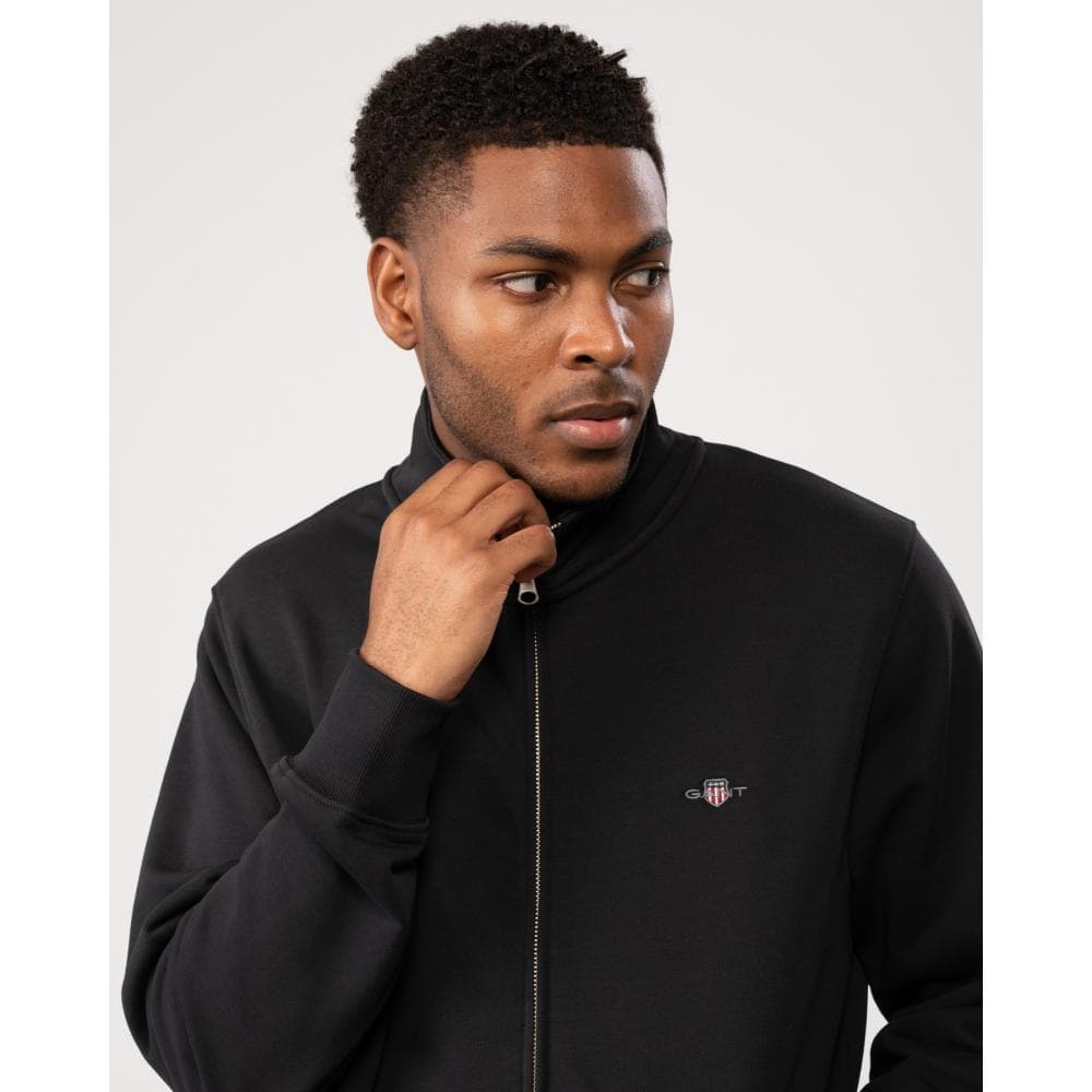 GANT Mens Regular Fit Shield Logo Full Zip Sweatshirt - 5 Black