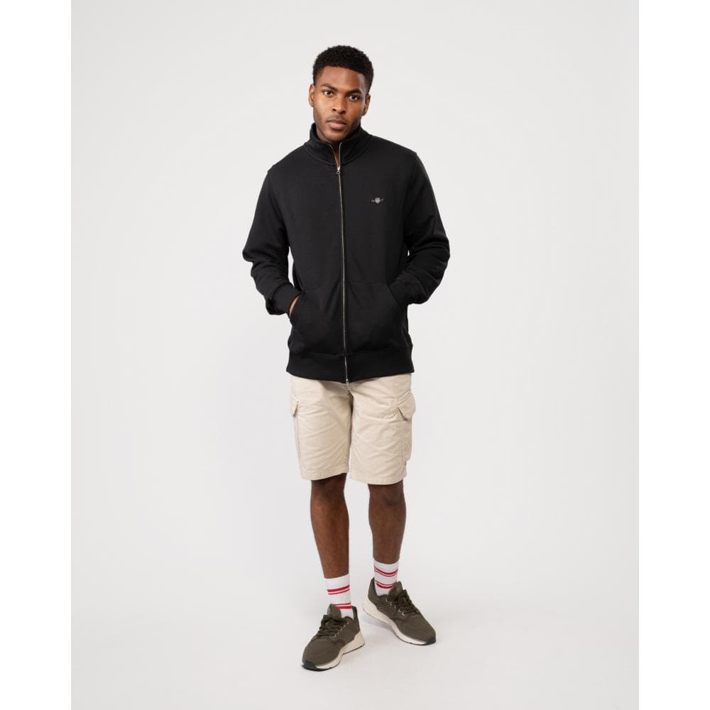 GANT Mens Regular Fit Shield Logo Full Zip Sweatshirt - 5 Black