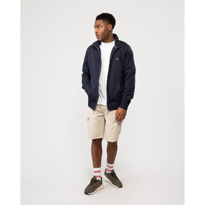 GANT Mens Regular Fit Shield Logo Full Zip Sweatshirt - 433 Evening Blue