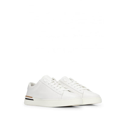 BOSS Orange Clint Mens Leather Cupsole Trainers With Logos and Signature Stripe