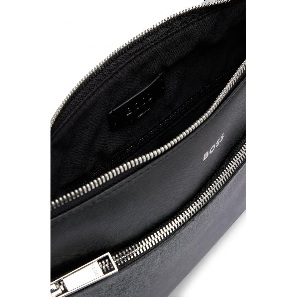 BOSS Orange Zair-S Mens Structured Leather Envelope Bag With Logo Detail