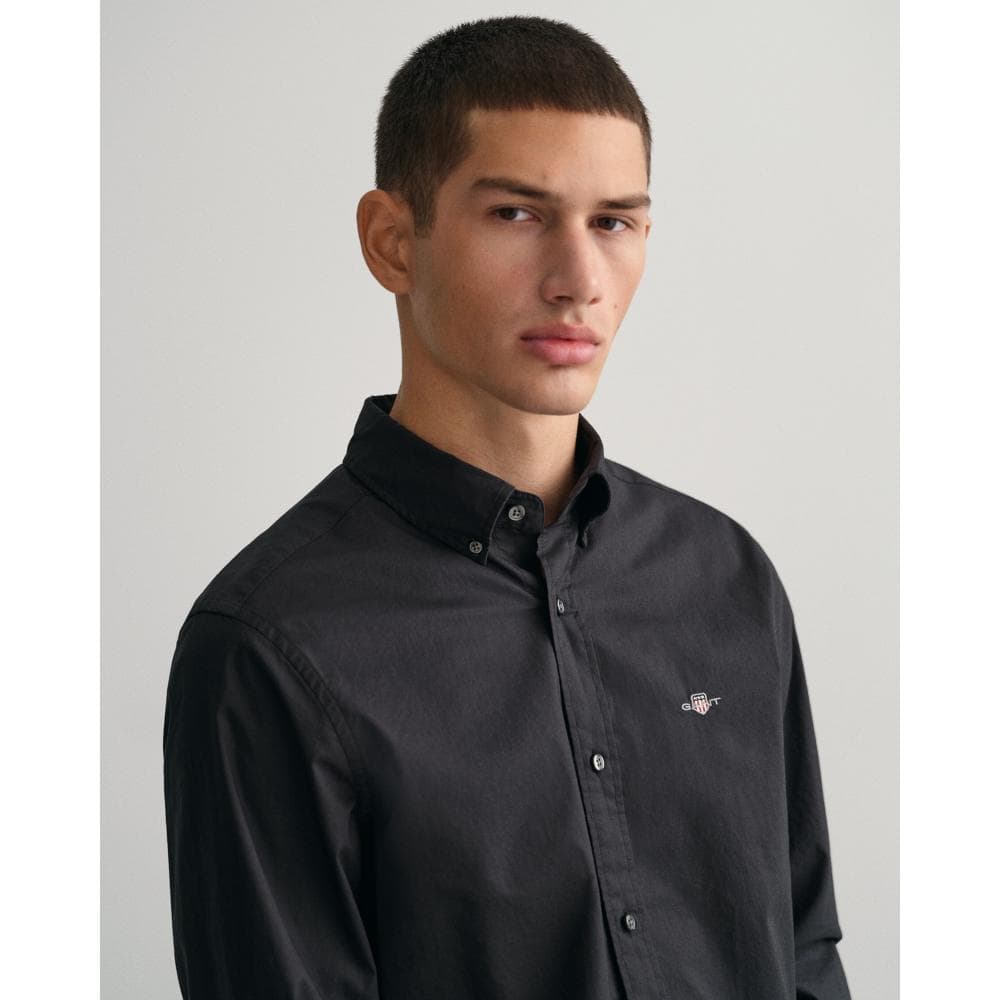 GANT Mens Slim Fit Long Sleeve Poplin Shirt - 5 Black