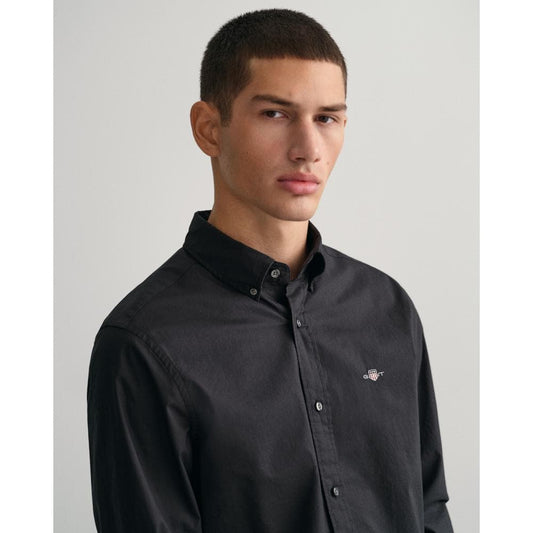 GANT Mens Slim Fit Long Sleeve Poplin Shirt - 5 Black