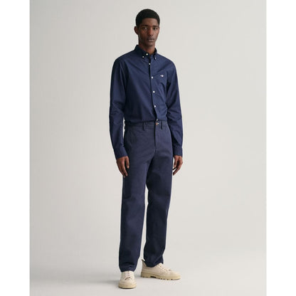 GANT Mens Regular Fit Twill Chinos - 410 Marine