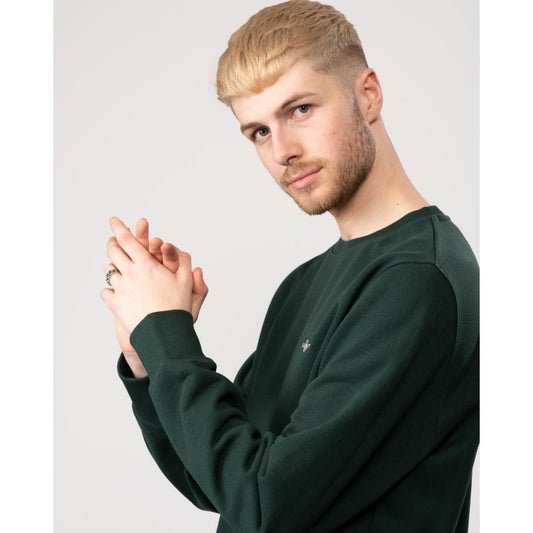 GANT Mens Regular Fit Shield Logo Crew Neck Sweatshirt - 374 Tartan Green