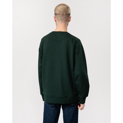 GANT Mens Regular Fit Shield Logo Crew Neck Sweatshirt - 374 Tartan Green