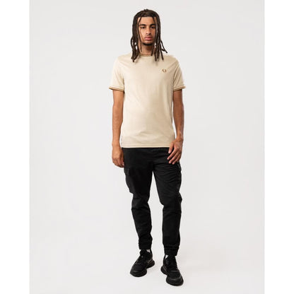 Fred Perry Mens Twin Tipped T-Shirt - Oatmeal 691