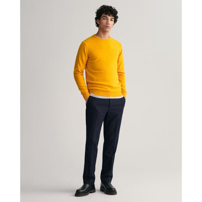 GANT Mens Superfine Lambswool Crew Neck Jumper - 702 Sunflower Yellow