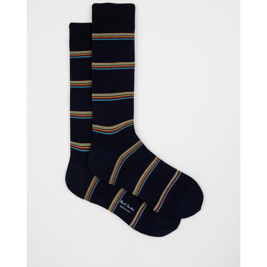 Paul Smith Mens Multi Signature Stripe Socks - 47 Navy
