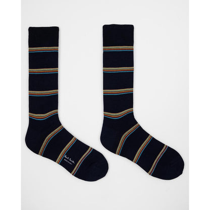 Paul Smith Mens Multi Signature Stripe Socks - 47 Navy
