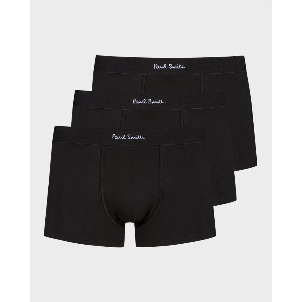 Paul Smith 3 Pack Mens Plain Trunks with Script Logo Waistband