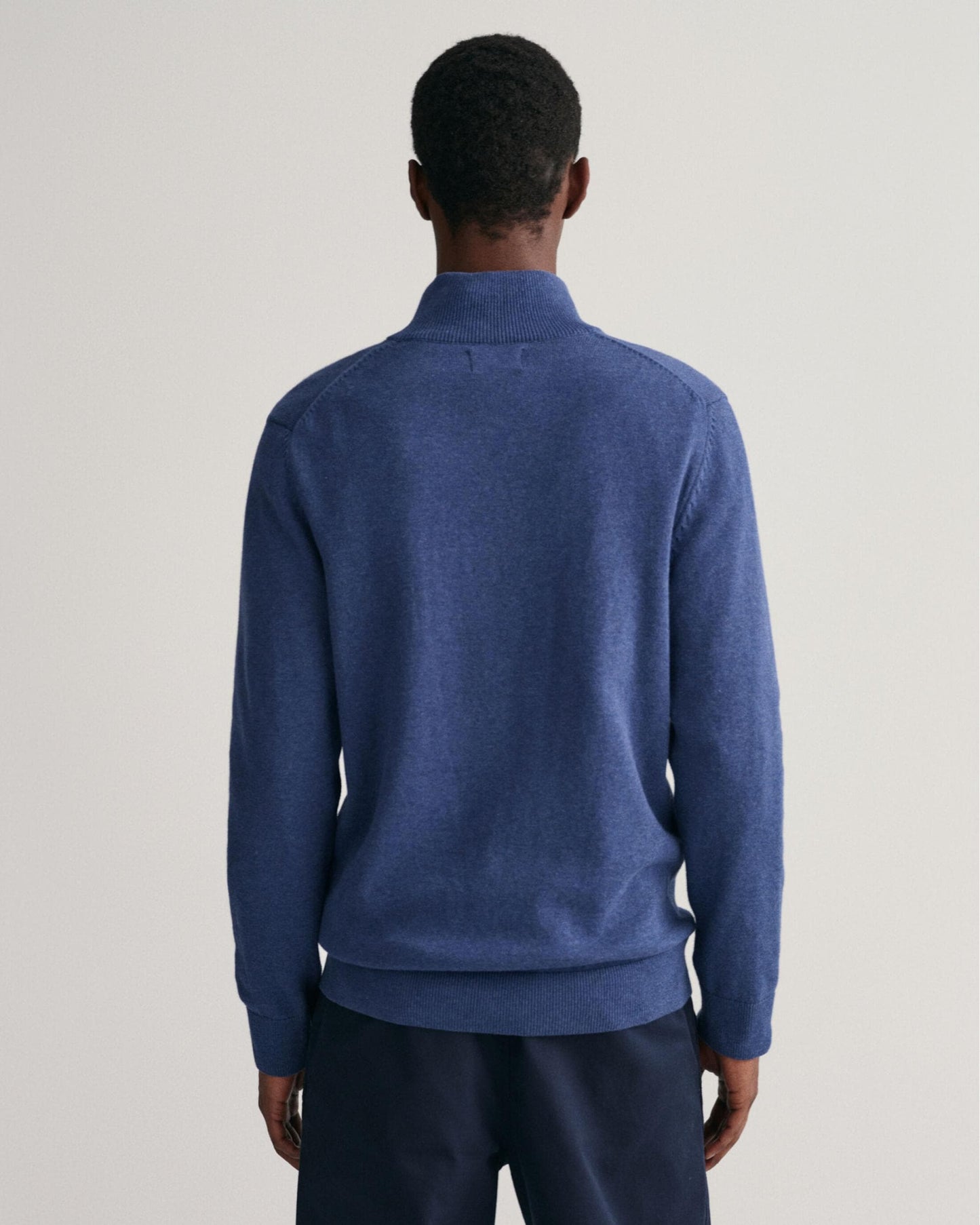 GANT Mens Casual Cotton Zip Cardigan - 902 Dark Jeansblue Melange