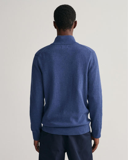 GANT Mens Casual Cotton Zip Cardigan - 902 Dark Jeansblue Melange