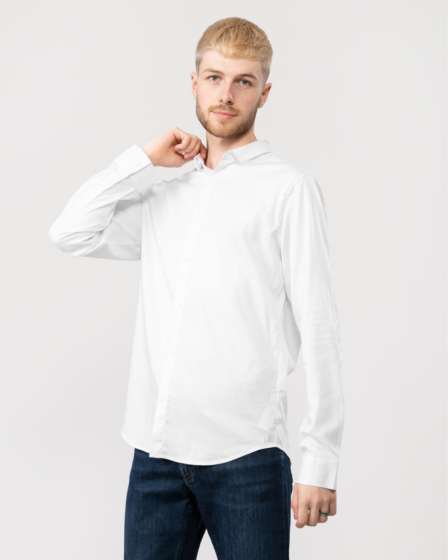 Armani Exchange Mens Long Sleeve Stretch Shirt - White