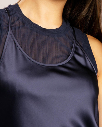 Armani Exchange Womens Layered Satin Blouse - Blueberry Jelly