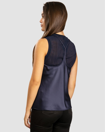 Armani Exchange Womens Layered Satin Blouse - Blueberry Jelly