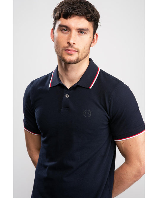 Armani Exchange Mens Small Logo Pique Polo Shirt - Navy