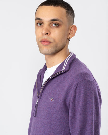 GANT Mens Superfine Lambswool Half Zip Cardigan - 538 Lilac