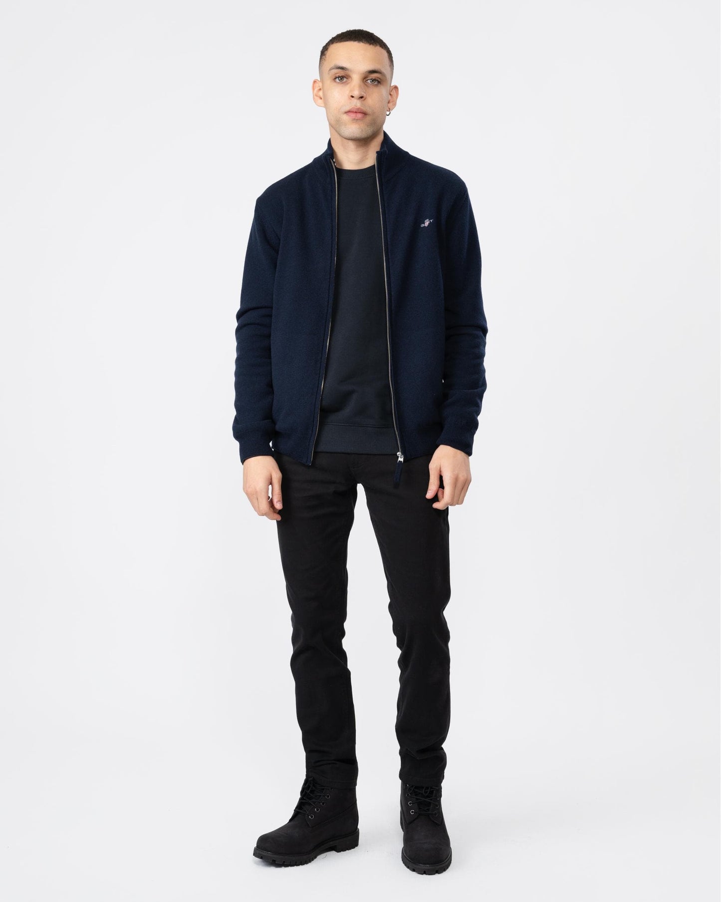 GANT Mens Superfine Lambswool Full Zip Cardigan - 410 Marine