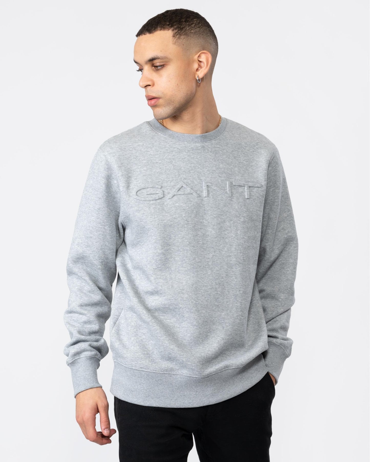 GANT Mens Embossed Crew Neck Sweatshirt