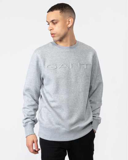 GANT Mens Embossed Crew Neck Sweatshirt