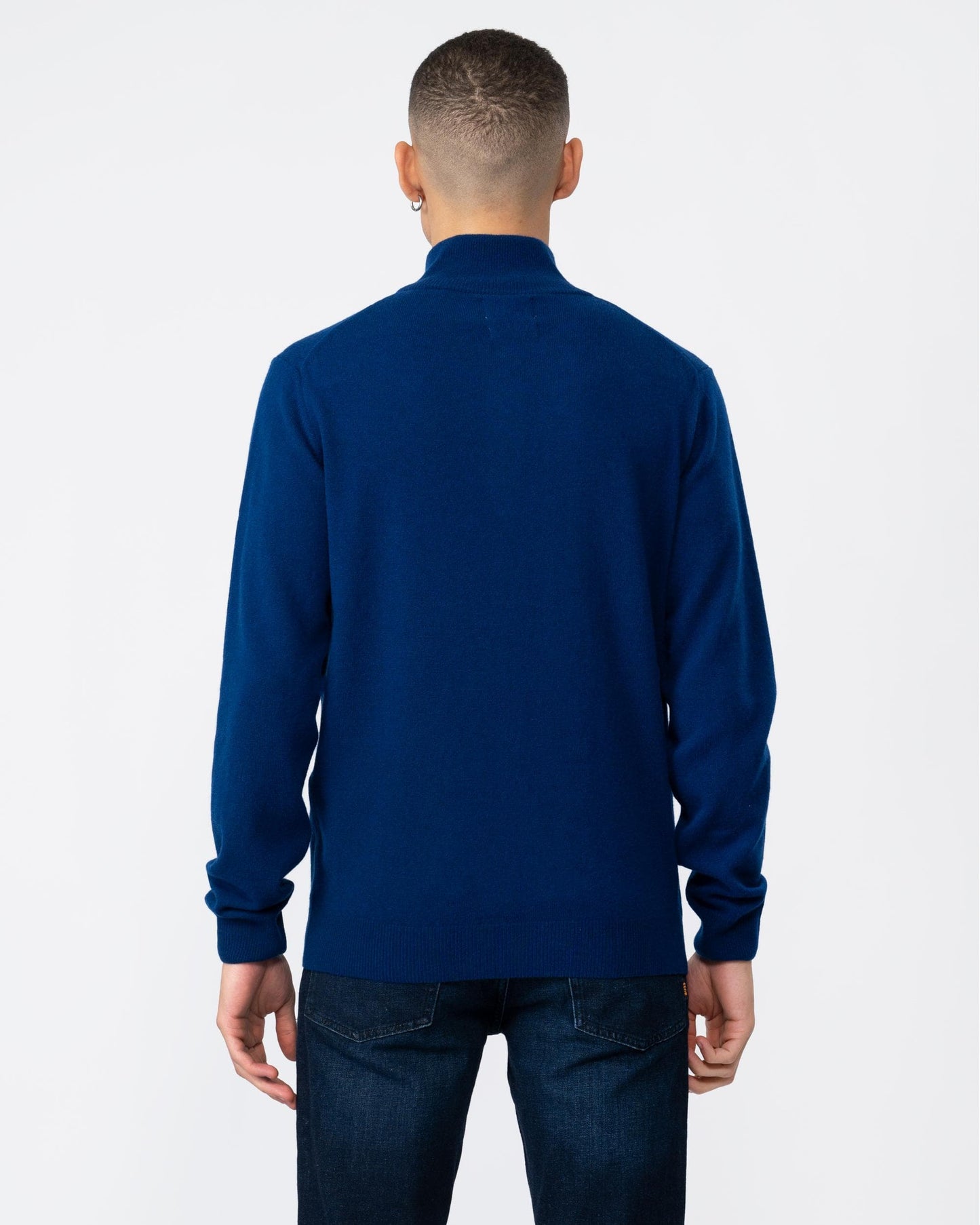 GANT Mens Superfine Lambswool Half Zip Cardigan - 436 College Blue