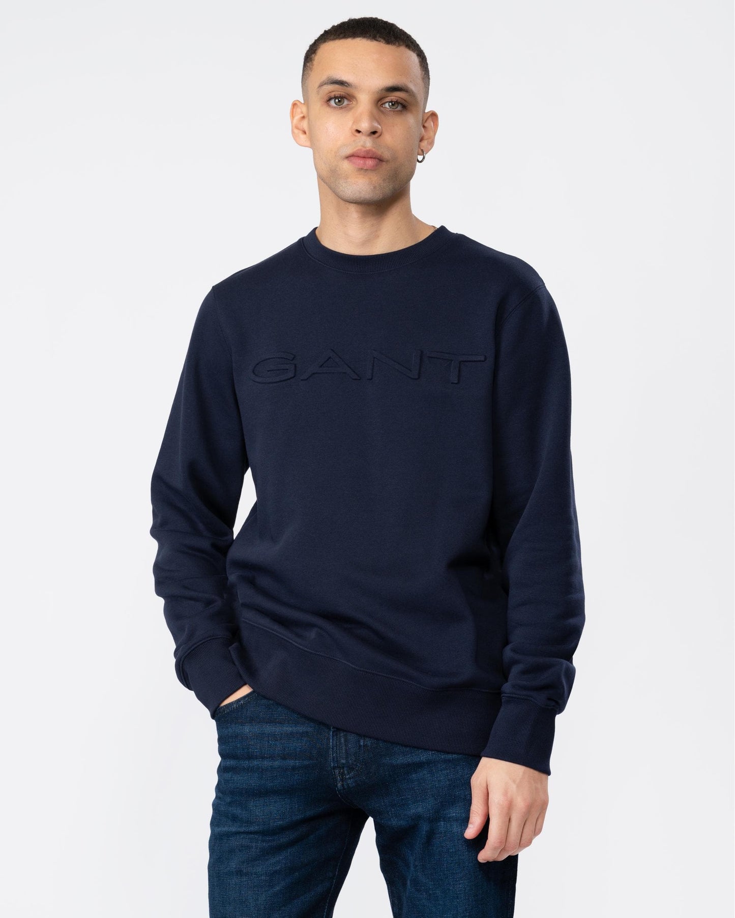 GANT Mens Embossed Crew Neck Sweatshirt