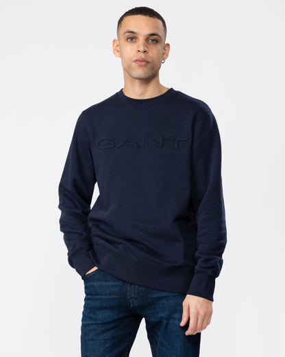 GANT Mens Embossed Crew Neck Sweatshirt