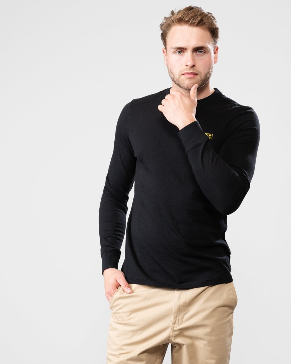 Barbour International Logo Mens Long Sleeve T-Shirt - Black