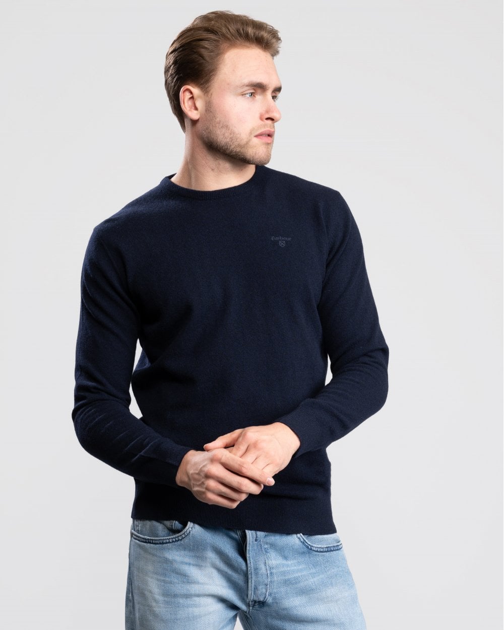 Barbour Essential Crew Neck Mens Jumper - Navy