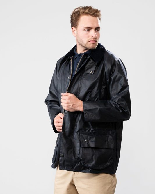 Barbour Beaufort Mens Wax Jacket - Navy