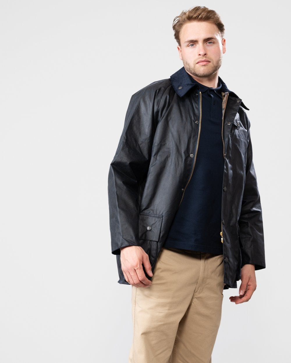 Barbour Beaufort Mens Wax Jacket - Navy