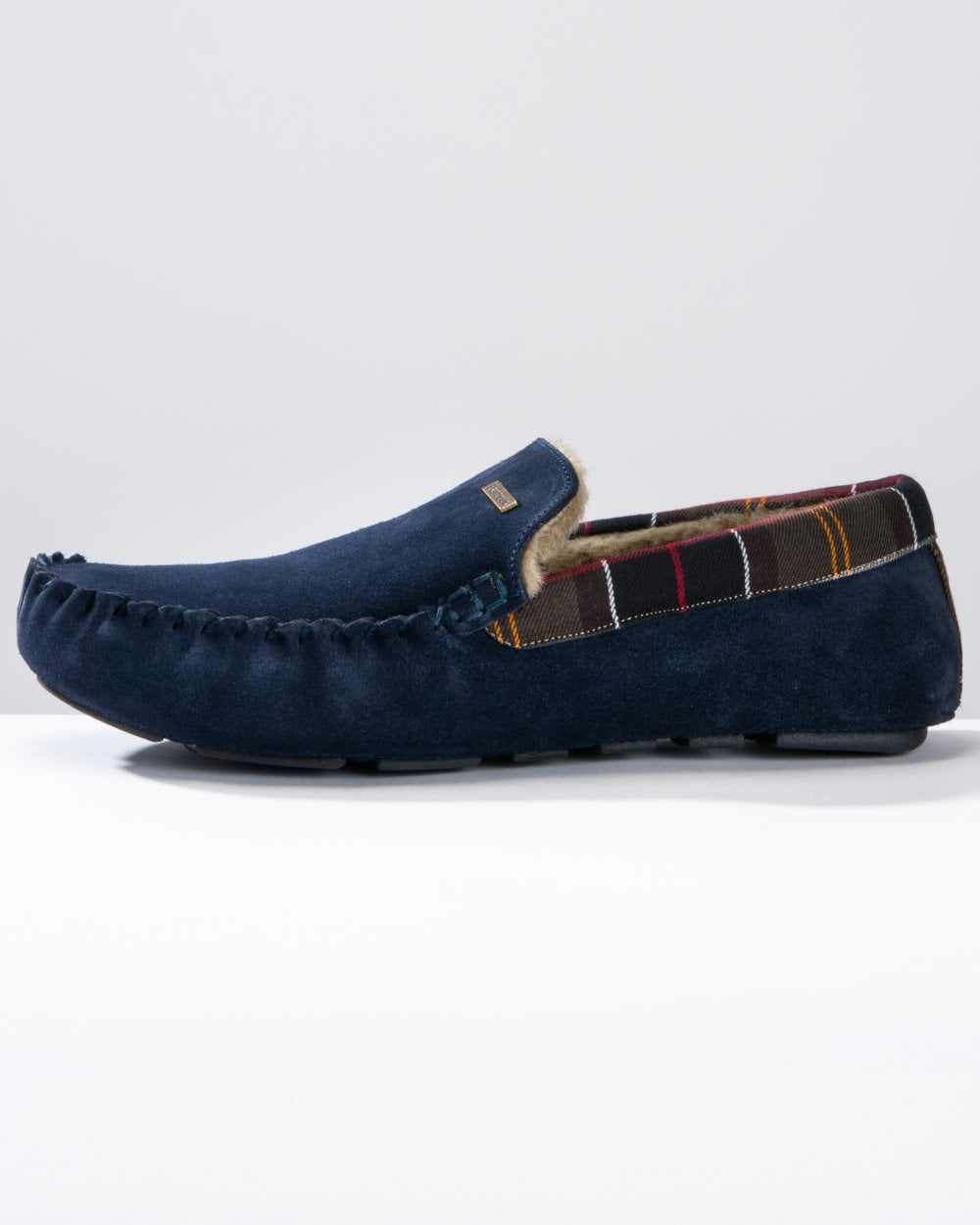 Barbour Monty Moccasin Mens Slippers - Navy Suede