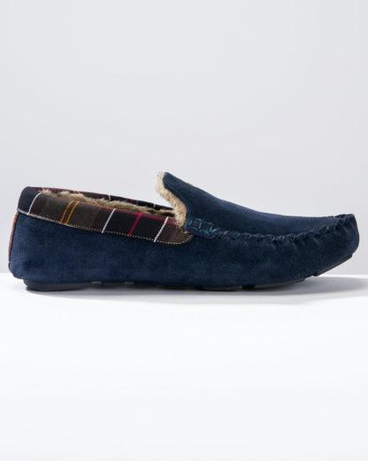 Barbour Monty Moccasin Mens Slippers - Navy Suede